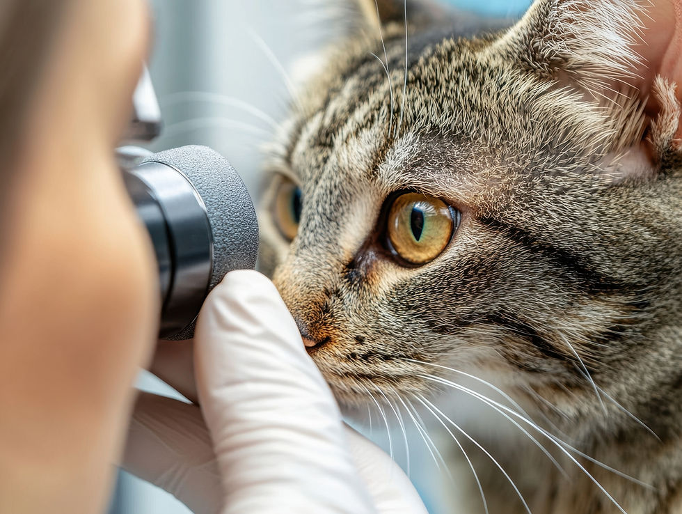 Cat in London clinic receiving treatment for retinal disease