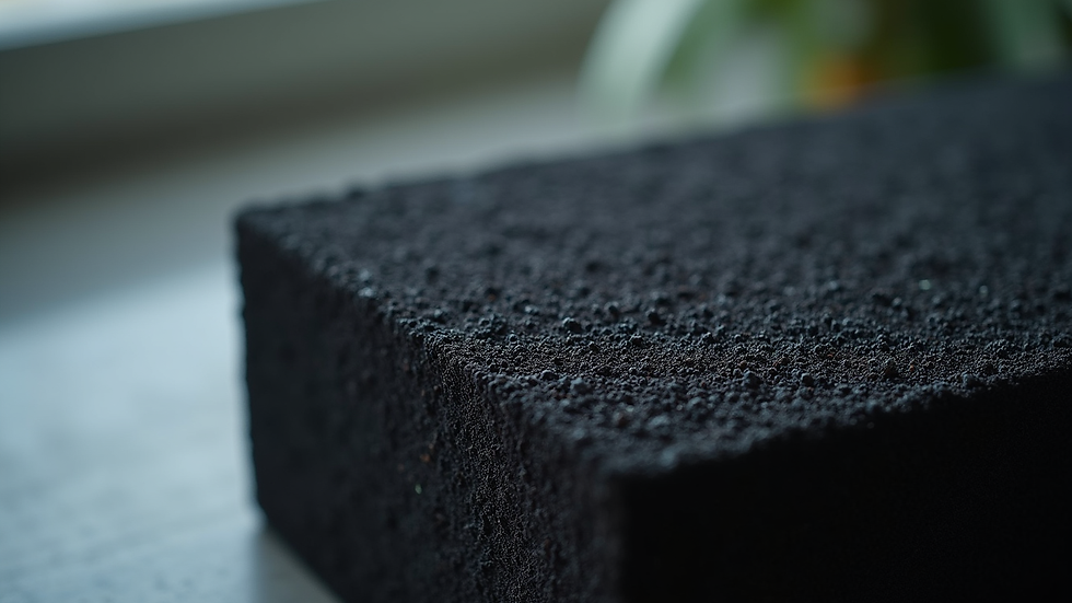 Close-up view of activated carbon air filter cartridge used in commercial air purification