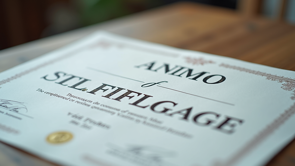 Close-up view of a language certificate awarded to a student
