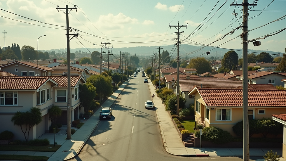 High angle view of a multicultural neighborhood in Los Angeles