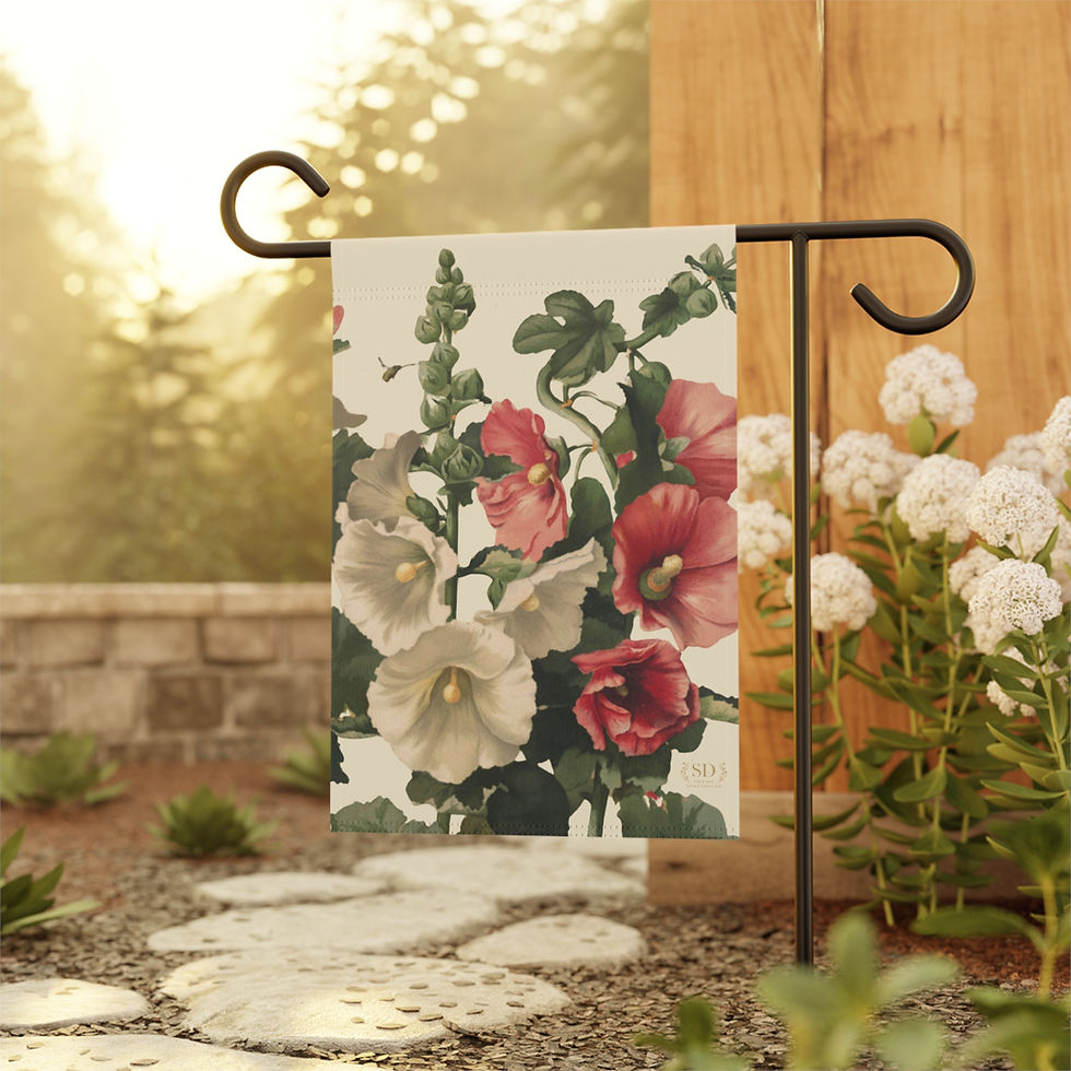 Thumbnail: Stacie Dale Vintage Collection Hollyhocks Garden Flag Banner Sign Home Décor