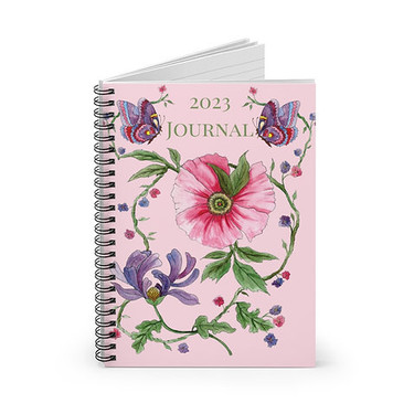 Colonial Floral pink 2023 Journal hand painted watercolor art