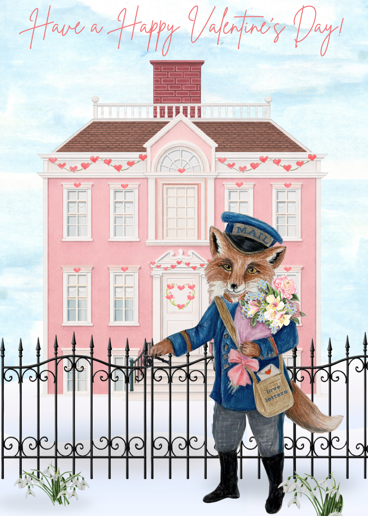 Postman Fox Valentine's Day Card