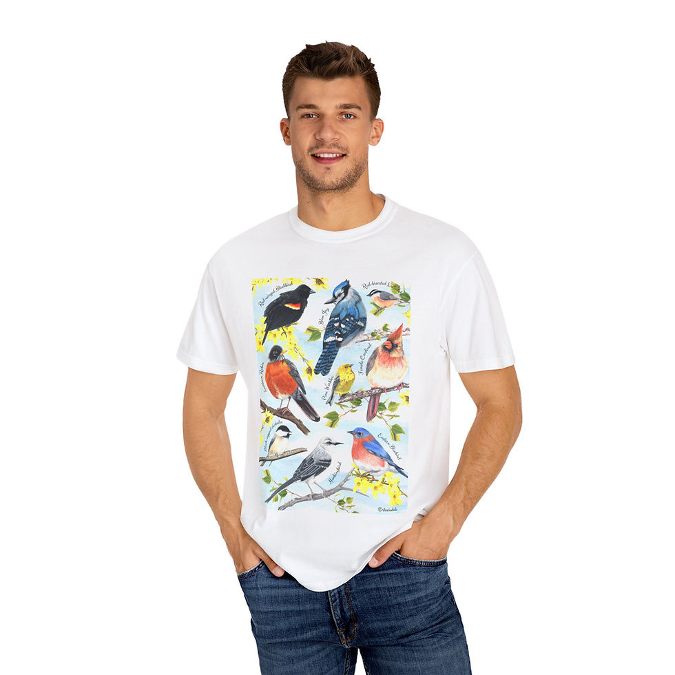 Thumbnail: Eastern songbird Nature Inspired TShirt with birds birdwatcher gift bird-lover 
