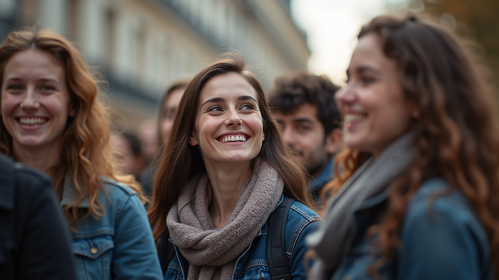 Vue d'un groupe d'étudiants souriants lors d'un événement universitaire