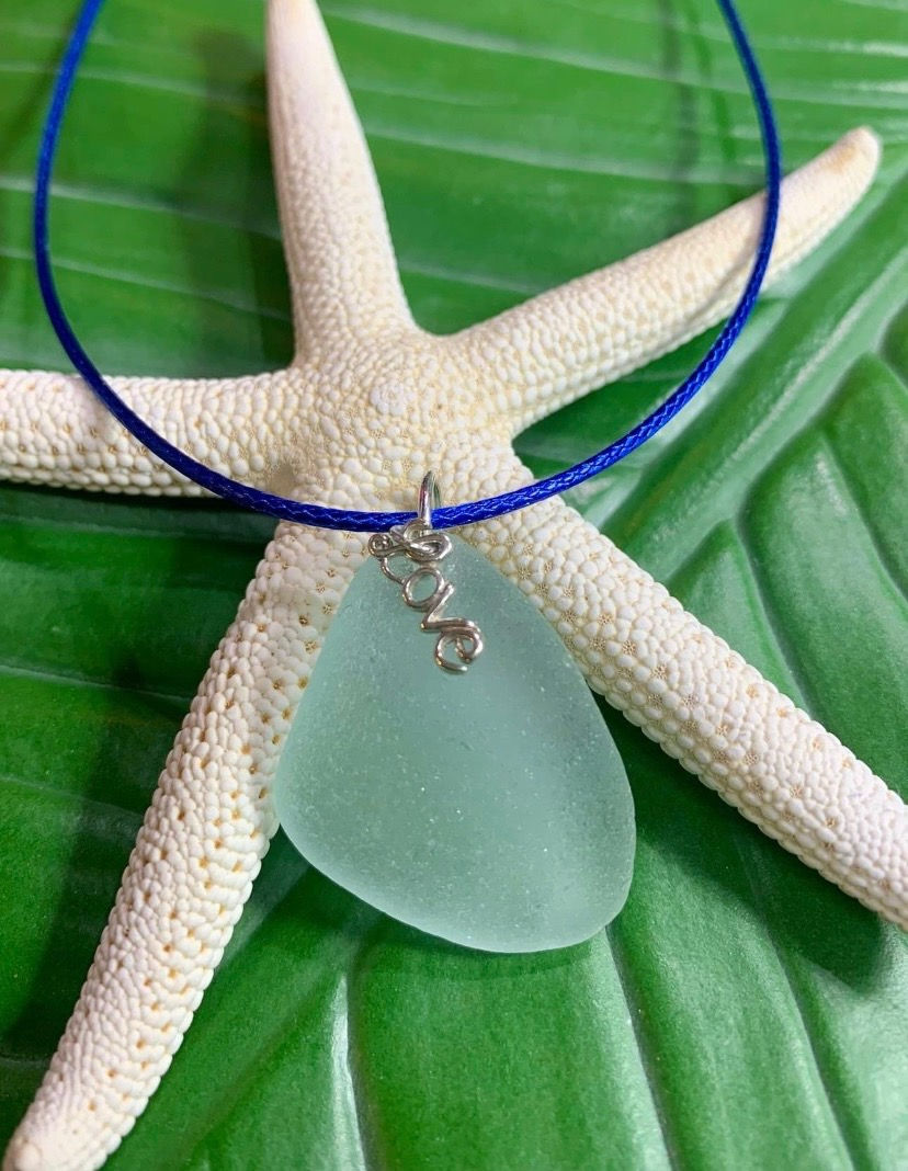 Sea Foam Green Sea Glass Pendant