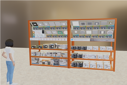 3D rendered model of a retail bath fan shelf