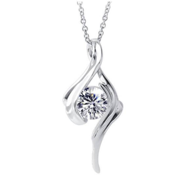 MN13 -1 Carat Round Cut Moissanite Pendant With Necklace - 1卡圓形莫桑石吊墜連頸鏈
