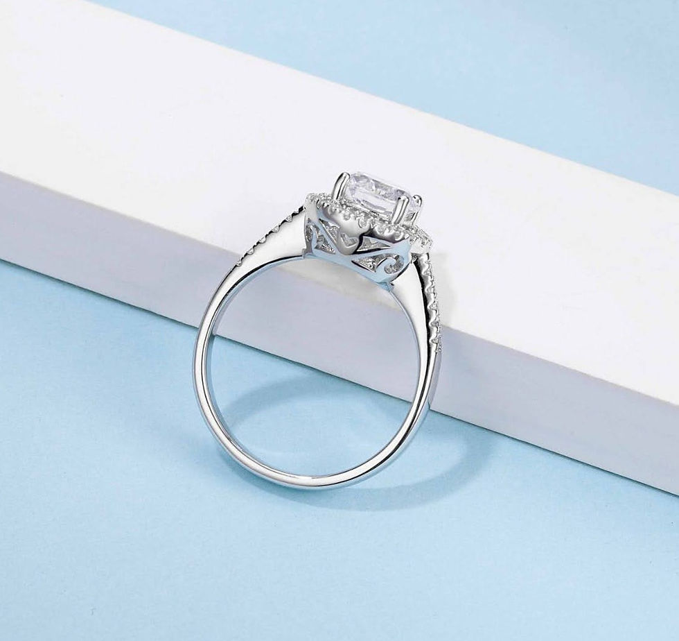Thumbnail: 1 carat round cut Moissanite halo pave ring - 1卡圓形莫桑石圍石伴鑽戒