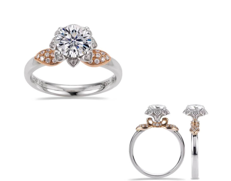 MR56 -1 Carat Round Cut Moissanite Flower Ring - 1卡圓形莫桑石花花戒指