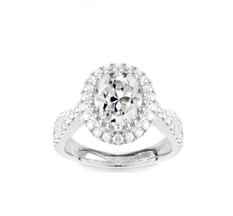 MR31 - 1.8 Carat Oval Cut Moissanite Halo Pave Ring - 1.8卡橢圓形莫桑石圍石伴碎鑽戒