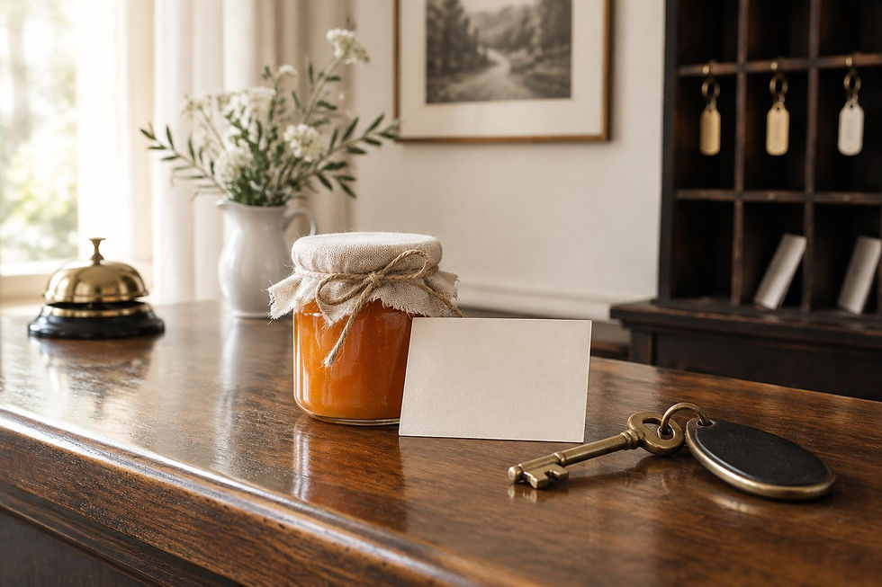 Hausgemachte Marmelade als Abschiedsgeschenk an der Rezeption