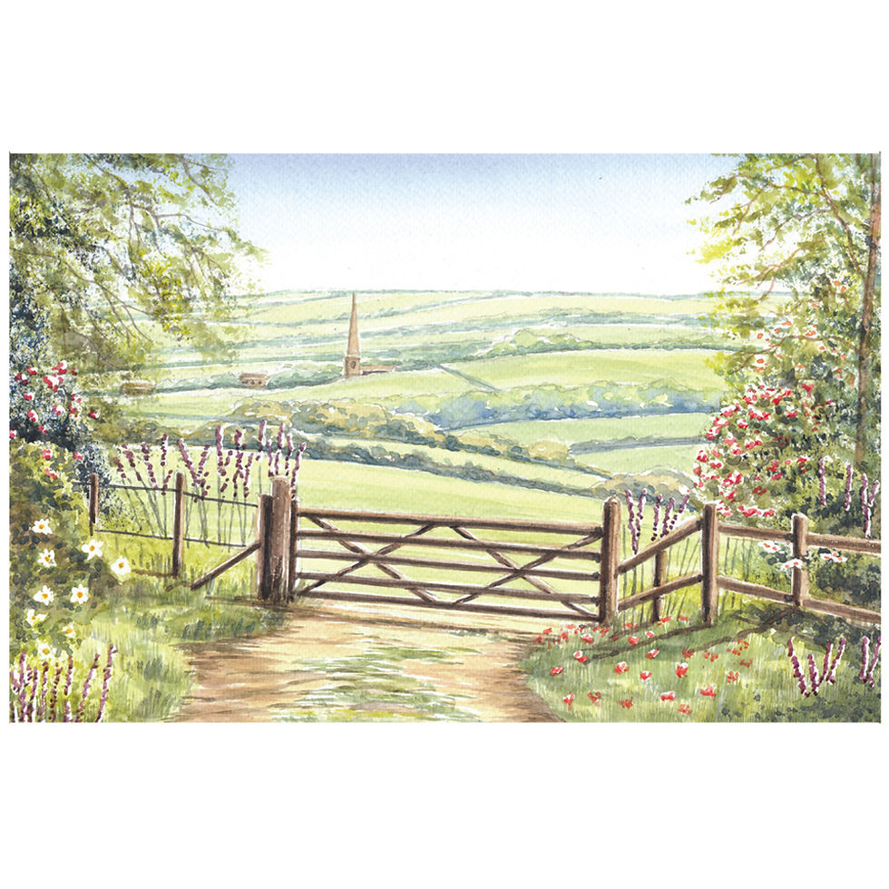 Thumbnail: Across the Hills - Original watercolour painting A4