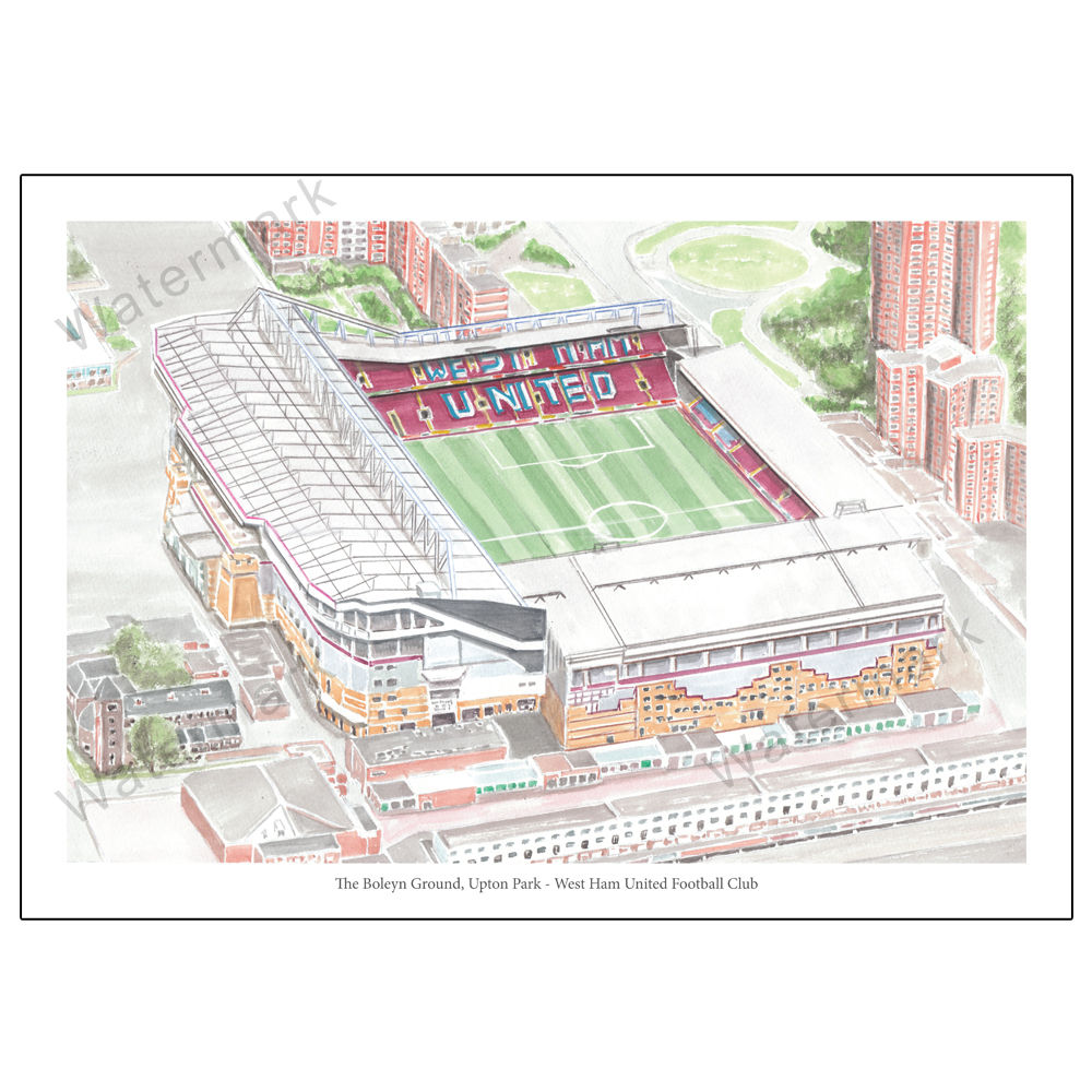 West Ham United - Upton Park (Boleyn Ground), Limited Edition Print A4 / A3