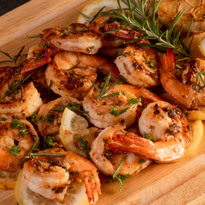 Grilled Prawn Skewers with Adjika Chilli Paste
