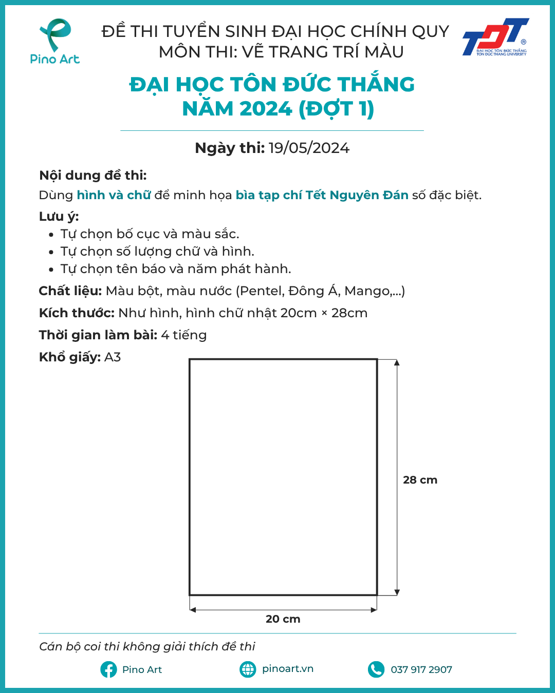 Đề thi Trang trí màu Đại học Tôn Đức Thắng năm 2024 đợt 1