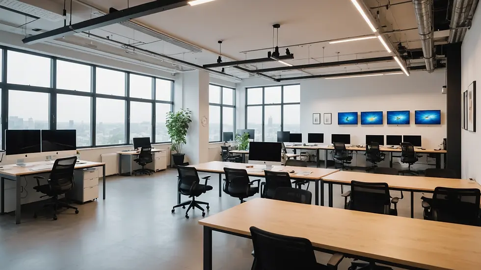 Eye-level view of an open space designed for startups in an accelerator program