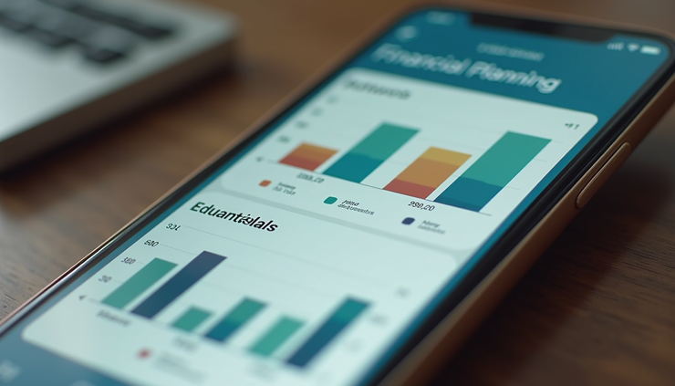 Close-up view of a smartphone displaying a financial planning app interface