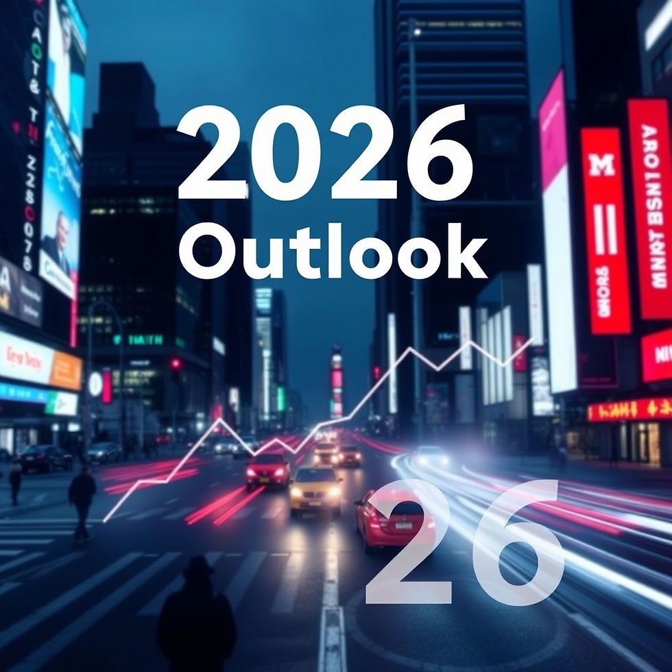 Futuristic urban scene highlighting the bustling city nightlife, with a focus on trends and projections for 2026.