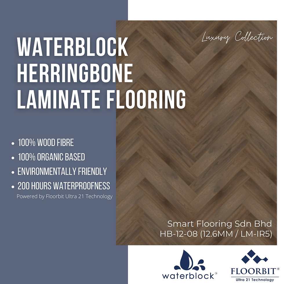 Thumbnail: WATERBLOCK Herringbone Laminate Flooring (12.6mm) HB-12-08