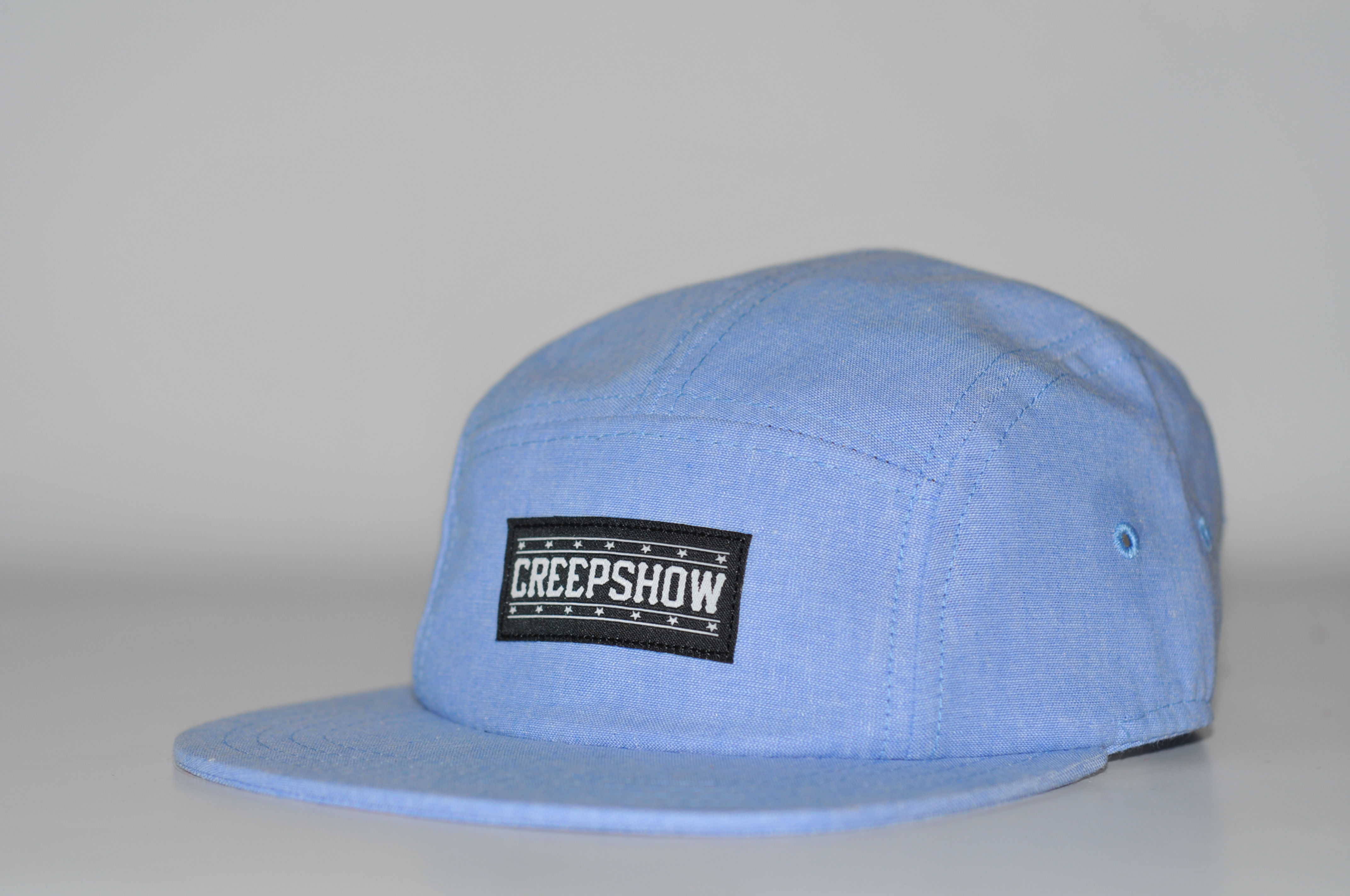 Creep Show Blue Chambrray 5 Panel Camp Cap