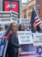 MEAA Public Advocacy with signs for the MTA