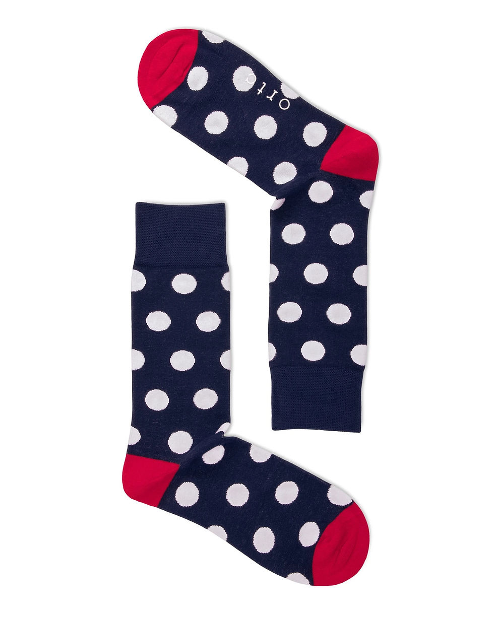 Navy & White Spot Socks