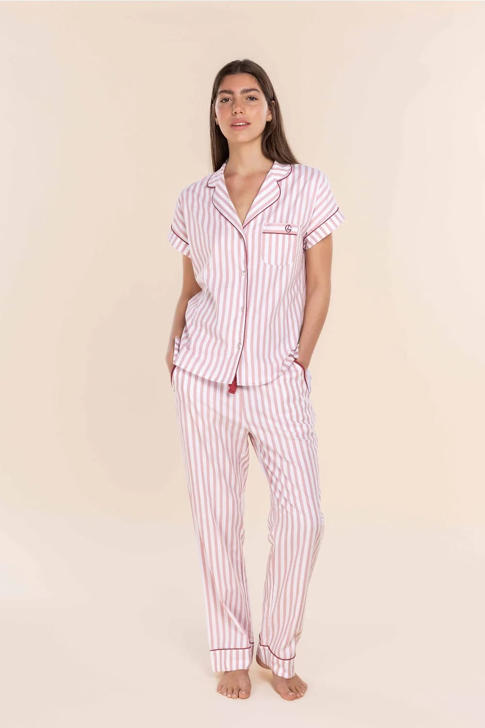 Winona Cotton PJ Set - Pink Stripe