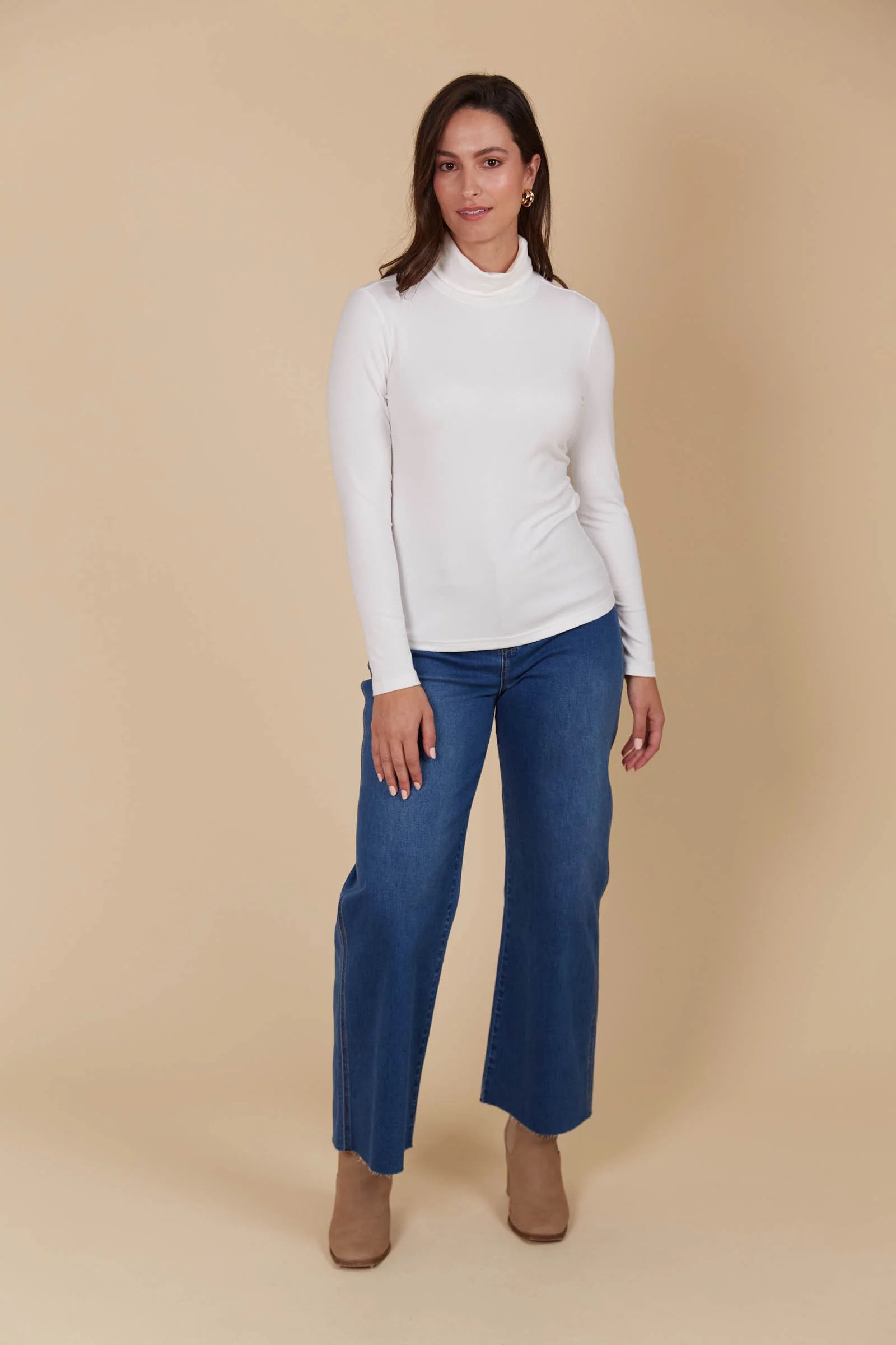 Naria Roll Neck Top - Ivory
