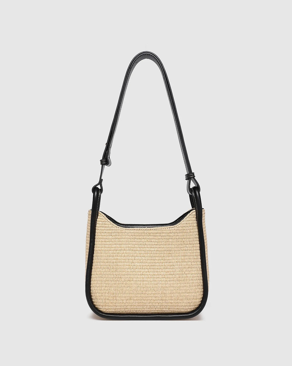 Thumbnail: Clare Shoulder Bag - Raffia Black