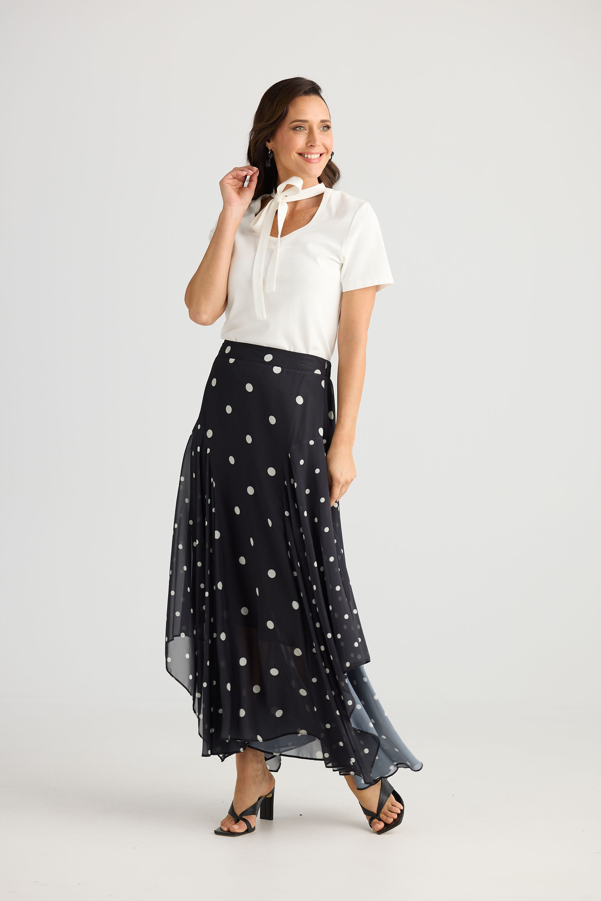 Bella Skirt - Black/White Spot