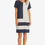 Thumbnail: Colour Block Linen Dress - French Navy/Raffia