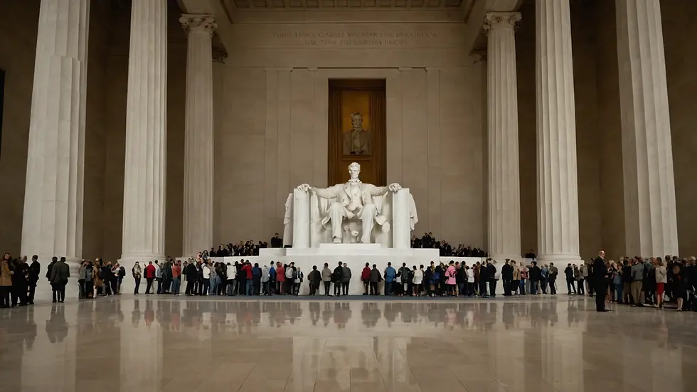 Eye-level view of the Lincoln Memorial, where MLK delivered his speech.