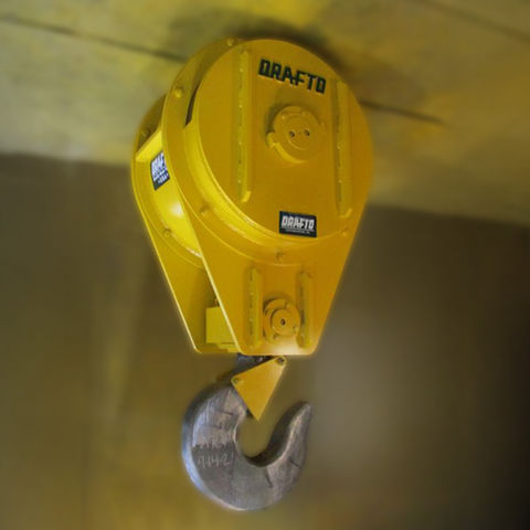 Heavy duty yellow Hook Block crane with "DRAFTO"
