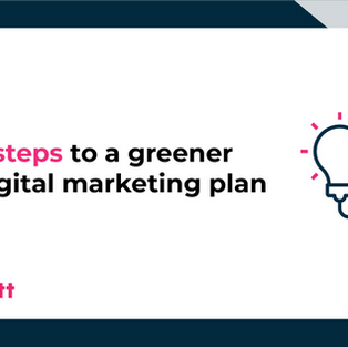 gradient image with a light bulb and the text "5 steps to a greener digital marketing plan"