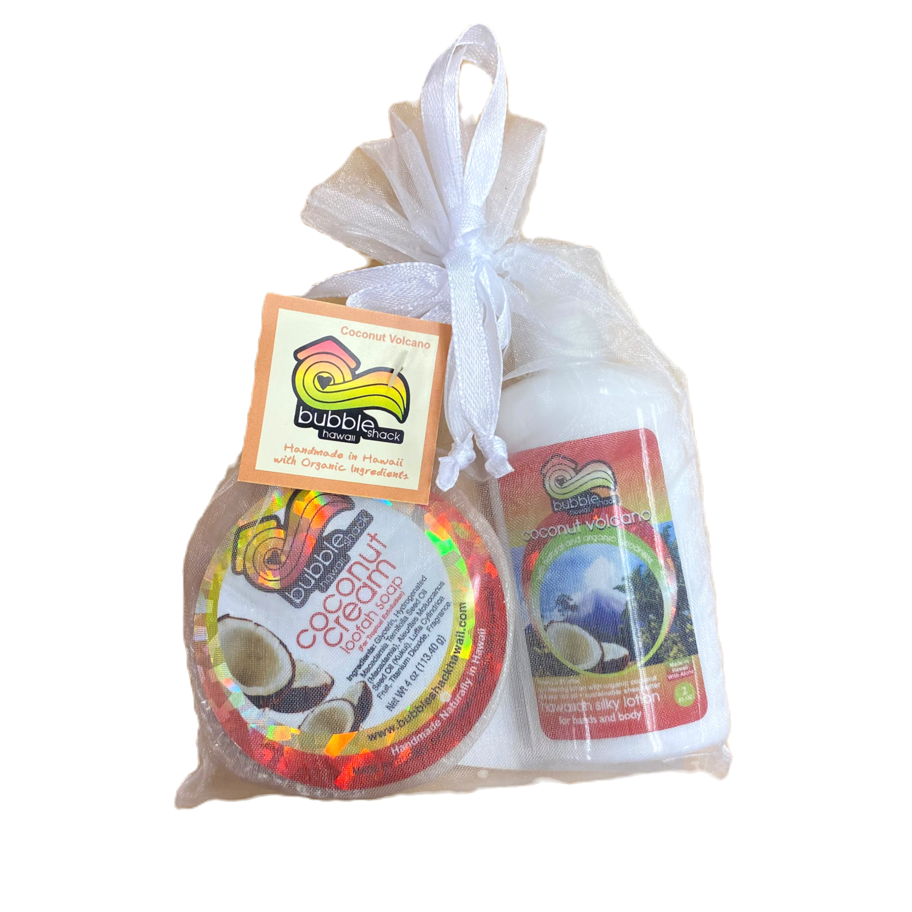 Bubble Shack Hawaii Coconut Volcano, Coconut Cream Lotion & Loofah
