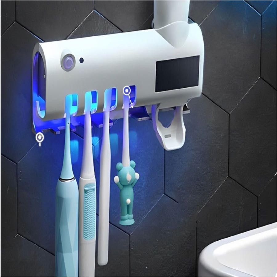 Dispenser Automático de Pasta de Dente com Suporte para Escovas e Esterilização