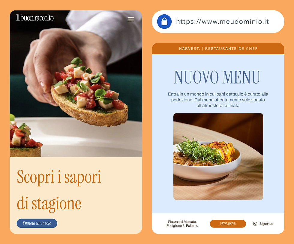 Certificato HTTPS che protegge la connessione tra il sito di un ristorante e i visitatori.