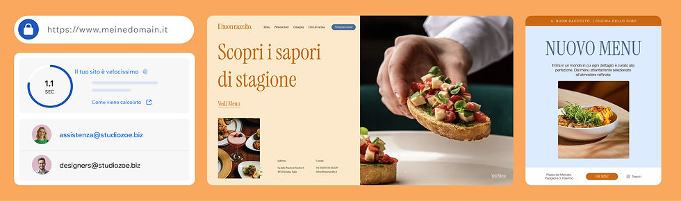 Certificato HTTPS che protegge la connessione tra il sito di un ristorante e i visitatori.