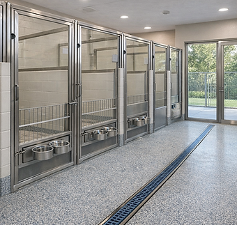 Modern isolation kennels in animal shelter.png