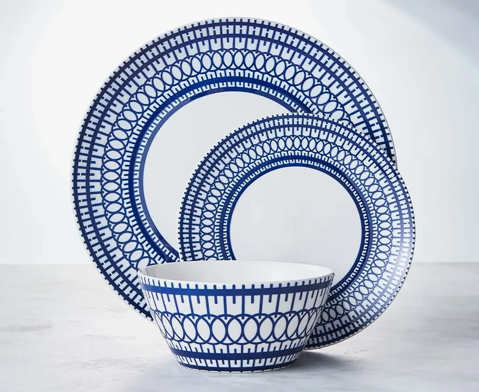 Gala 12-Pc Dinnerware Set, Blue & White