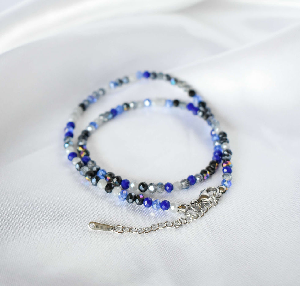 Късо колие - тъмно синьо