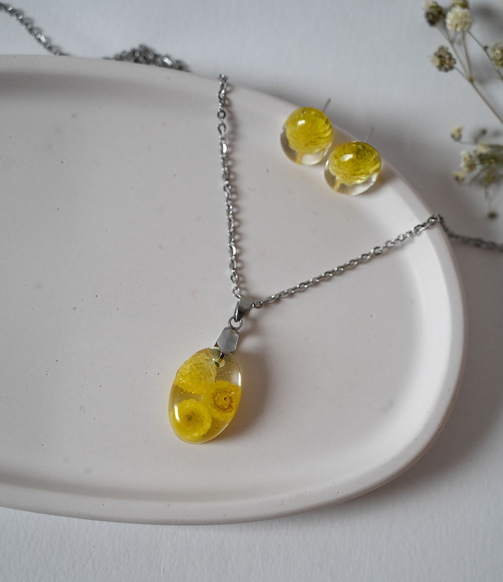 Миниатюра: Комплект обеци и колие с безсмъртниче 