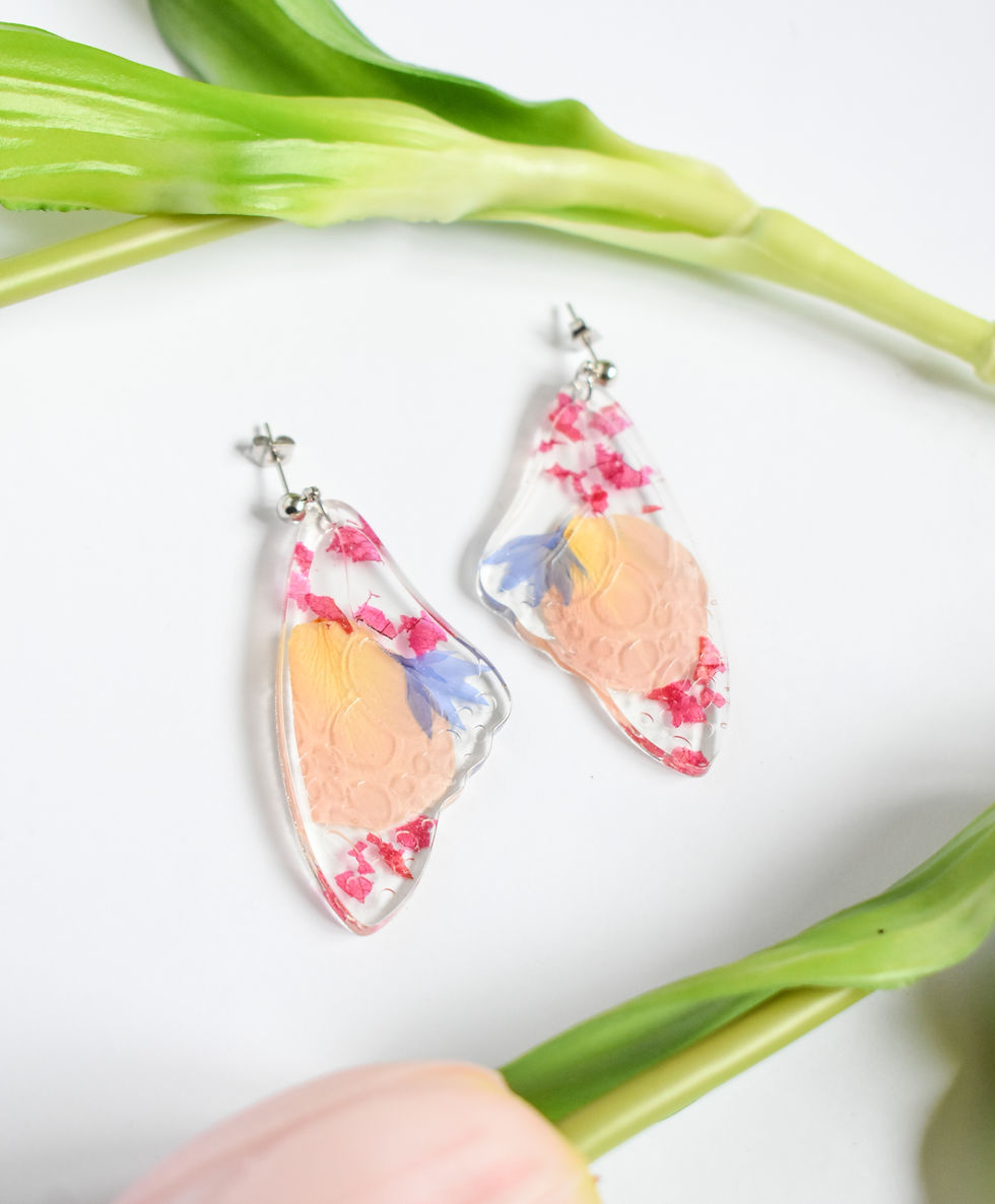 Пеперудени обеци - синчец, роза, бугенвилея