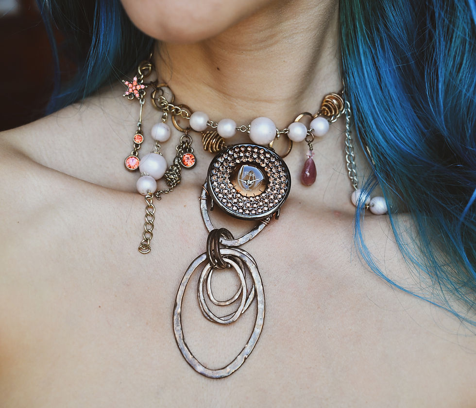 Миниатюра: Chunky колие в цвят rose gold 