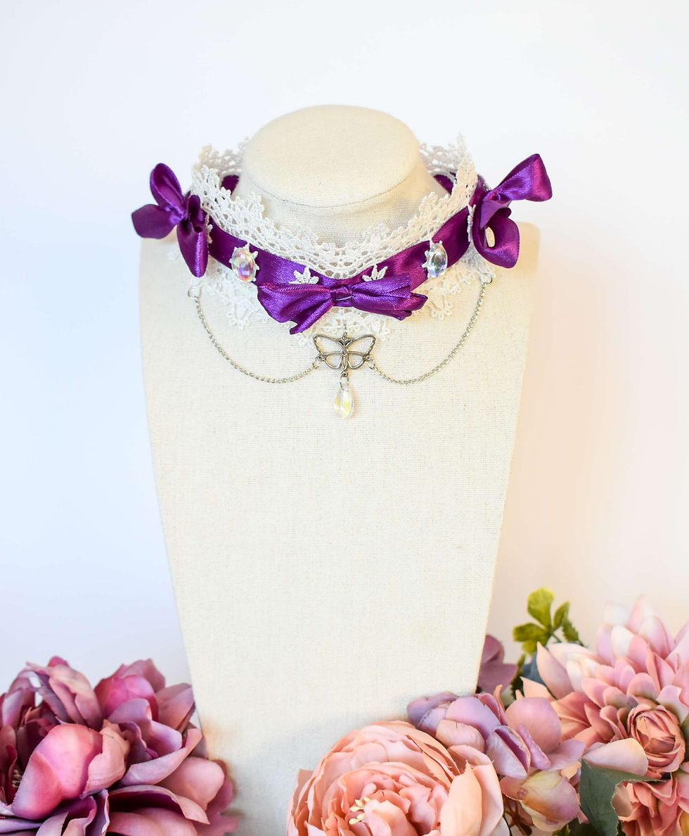 Дантелен чоукър - лилав