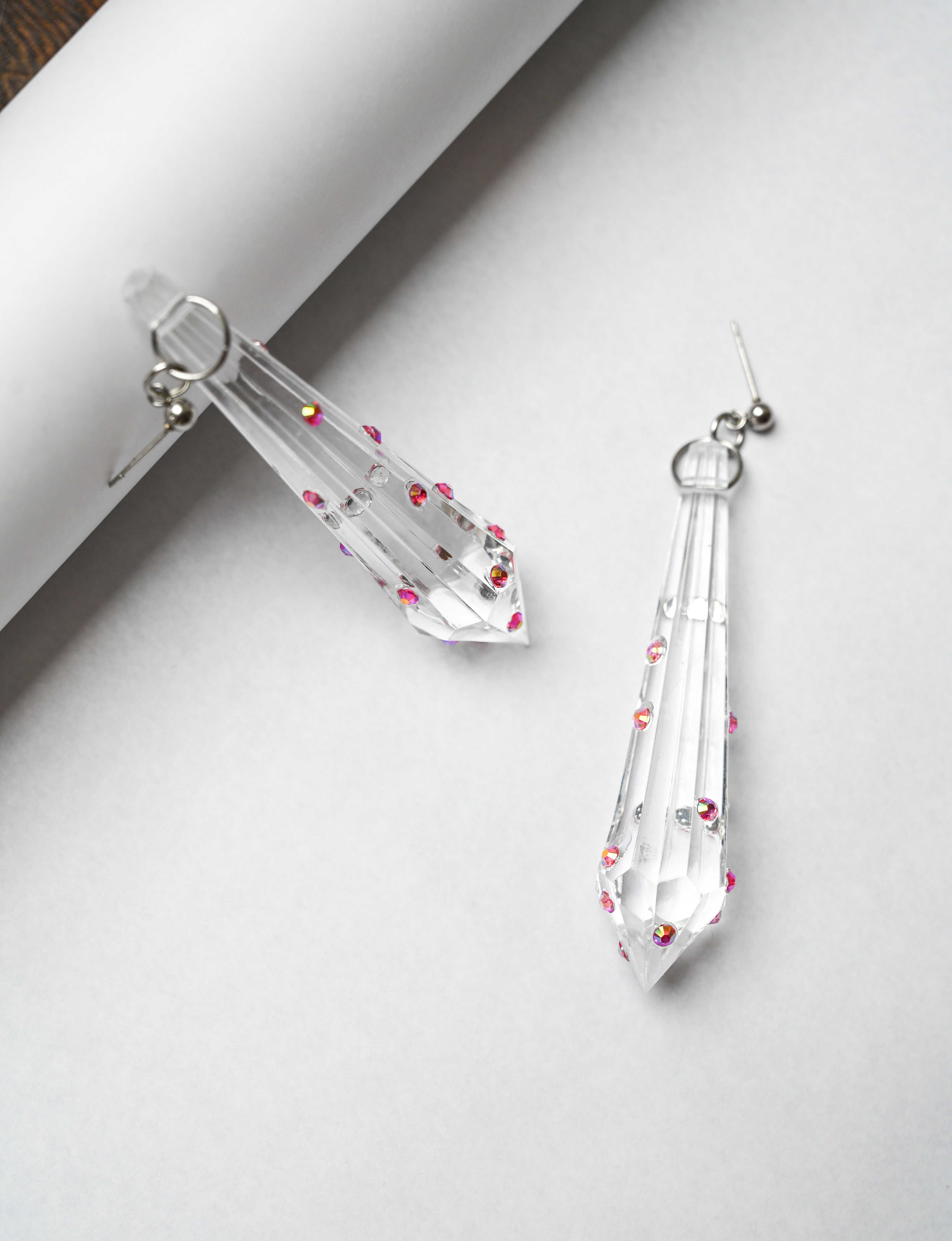 Обеци pink crystal drops 