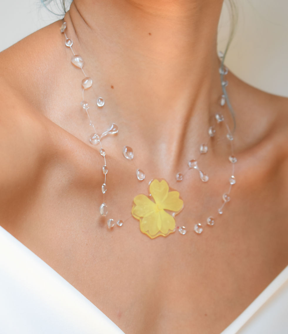 Колие water drops - жълто цвете