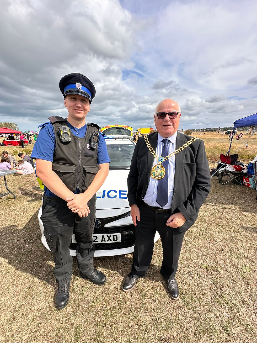 Mayor of Swale Cllr Derek Carnell chats to PCSO Nick Beeny after opening the Sheppey Spectacular. Picture: John Nurden