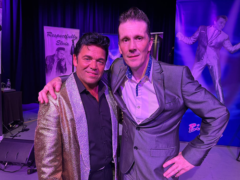 Ivan Brady, left, as Elvis and Alan Wilcox as Billy Fury at the Sheppey Little Theatre